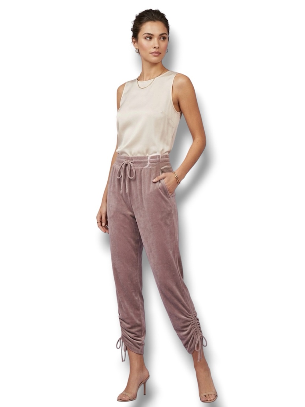 Express One Eleven Joggers Vintage Y2K Pink Mauve Velvet Scrunch Leg - Size M